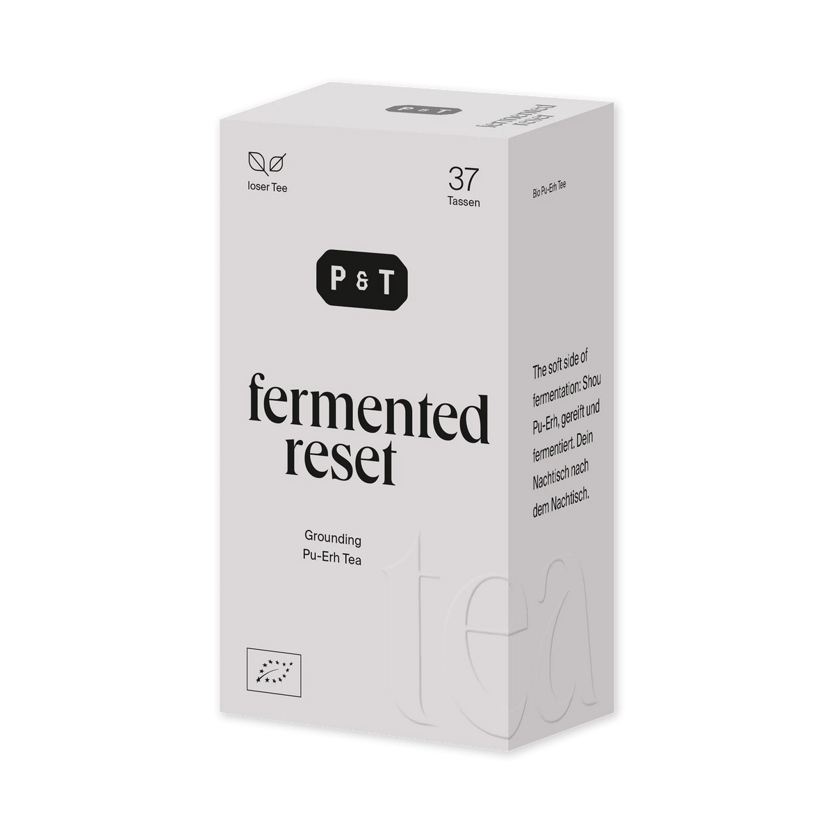 Lavendelfarbene P&T Teeverpackung für Bio Pu-Erh 'fermented reset', 37 Tassen Inhalt