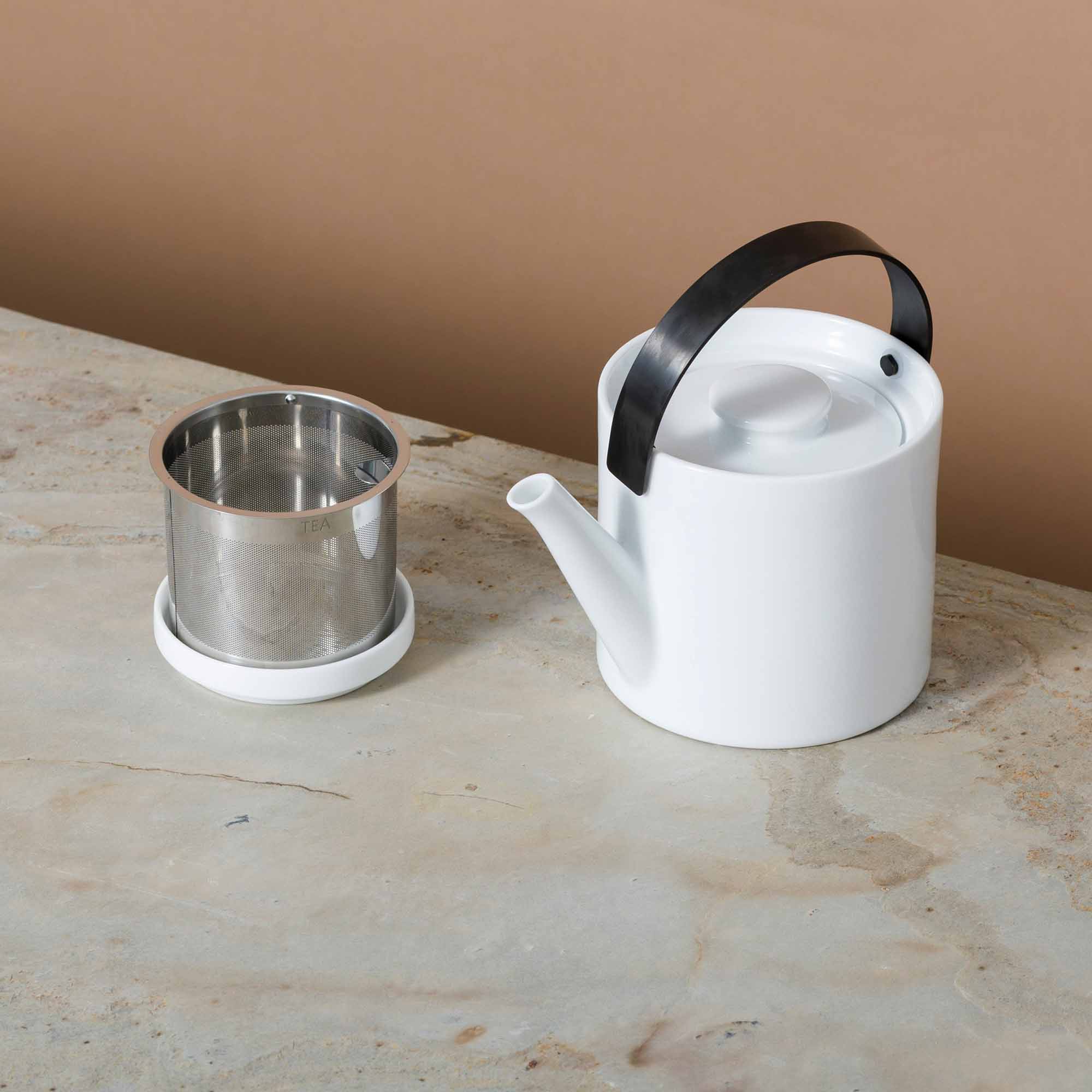 Teekanne mit Sieb Porcelain Teapot white