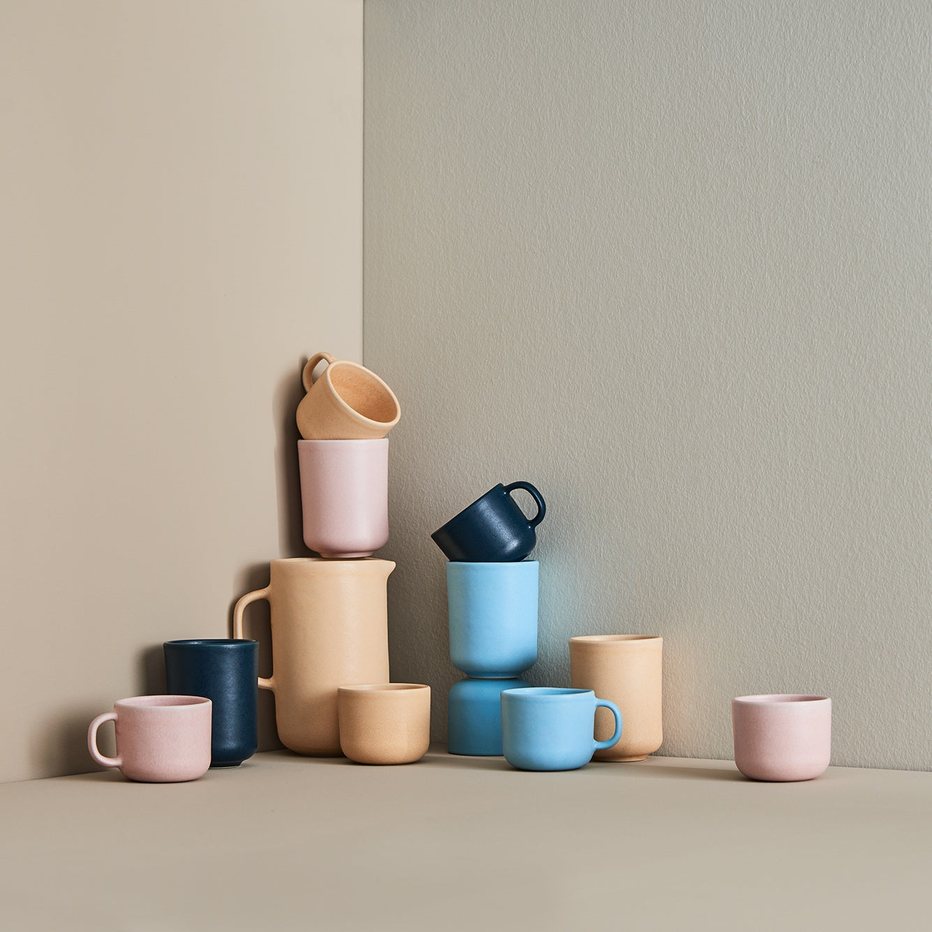 Teetasse handmade Stoneware Cup with Handle Light Blue