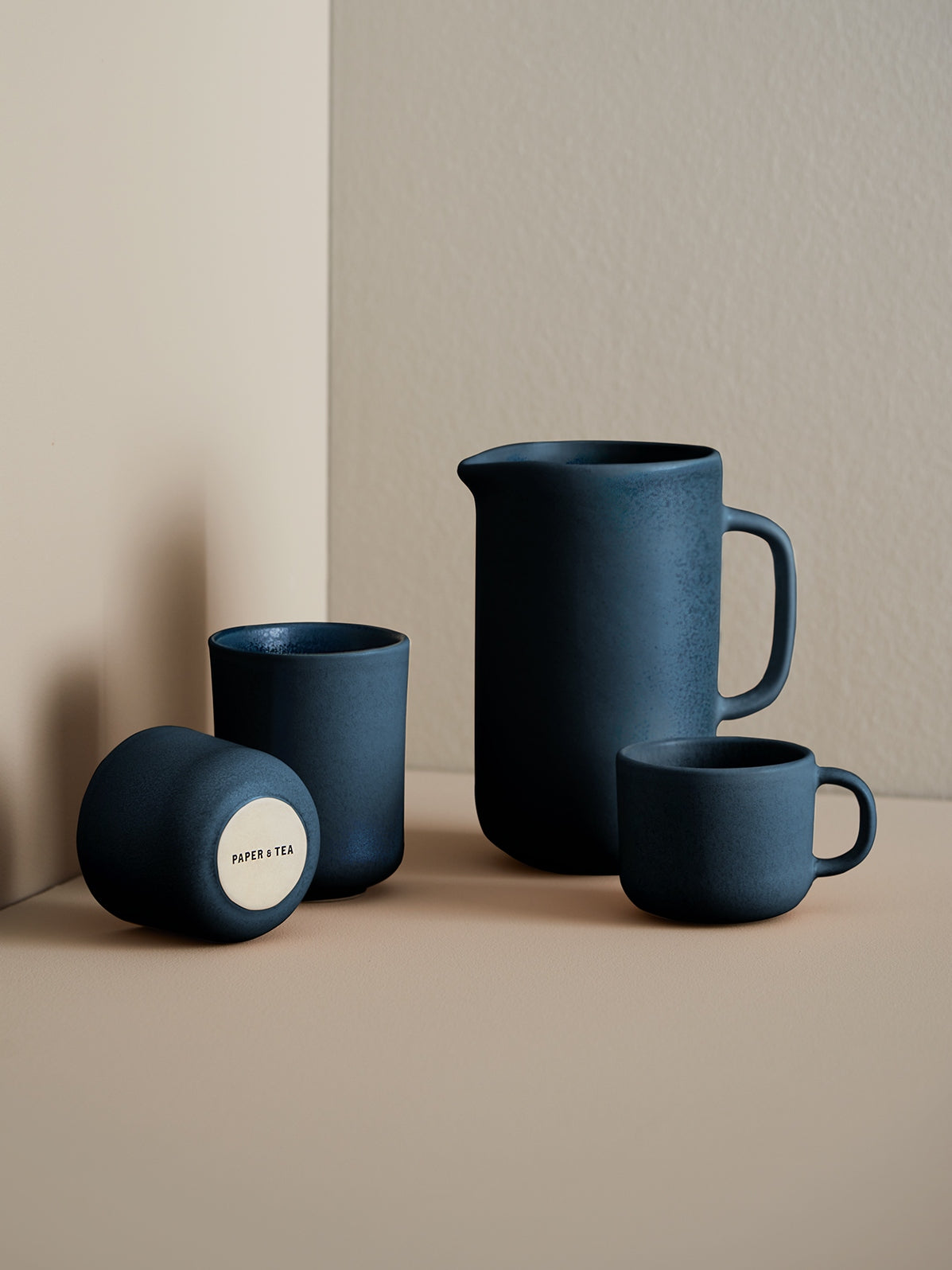 Teetasse handmade Stoneware Cup with Handle Dark Blue