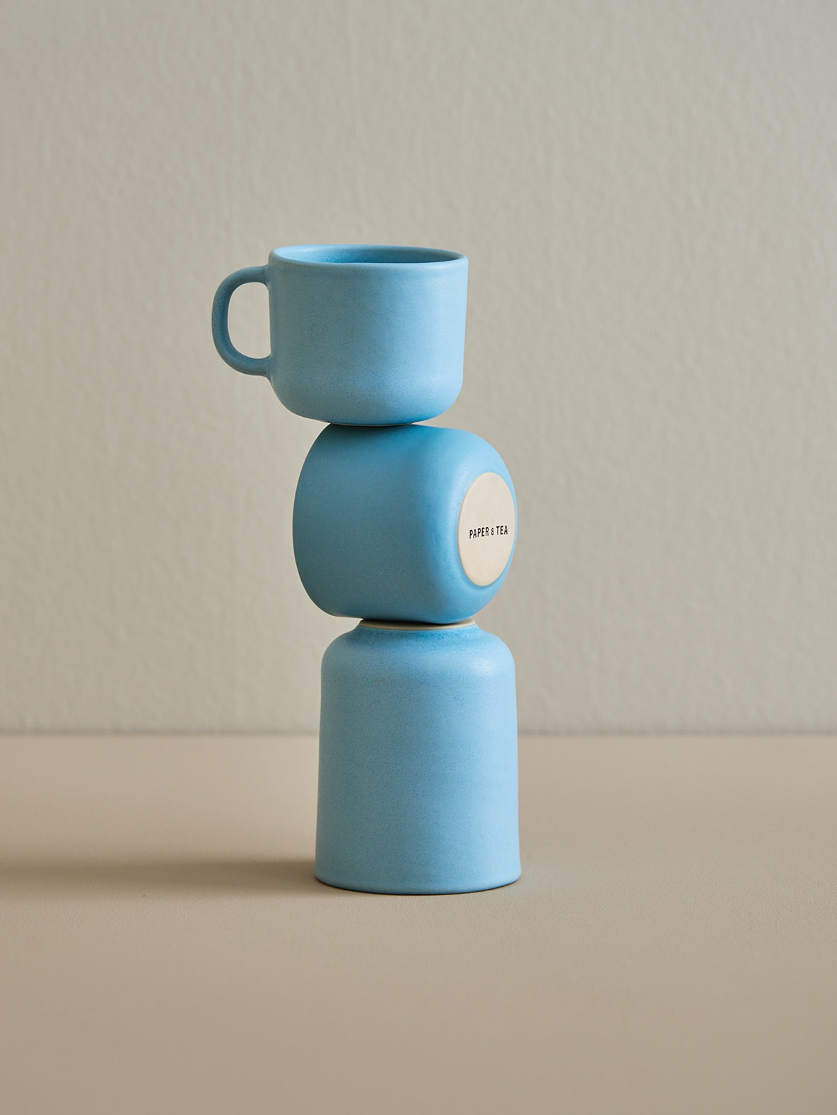 Teetasse handmade Stoneware Cup with Handle Light Blue